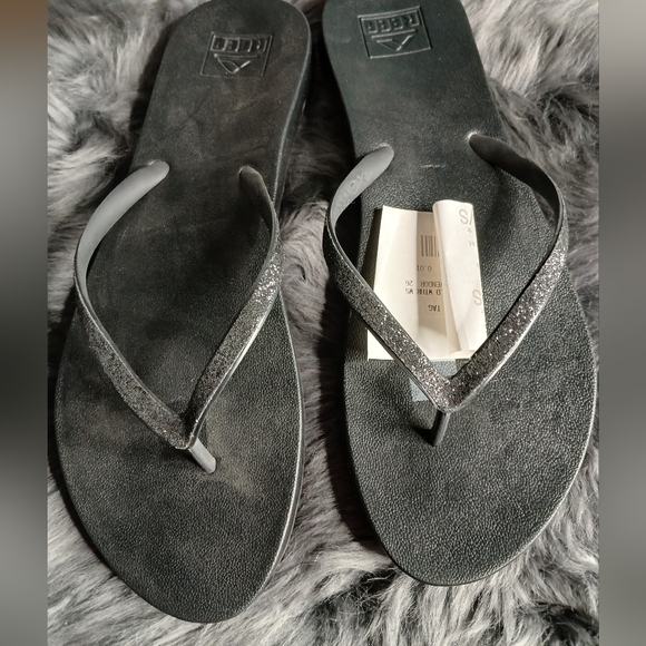 REEF NWT WOMEN'S SZ. 10/11 BLACK CUSHION STARGAZER FLIP FLOPS - Picture 6 of 12